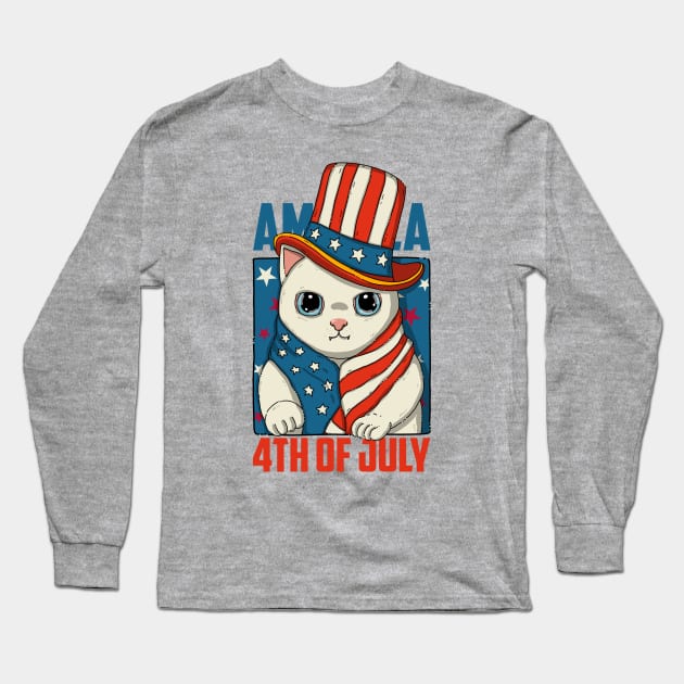 America 4th Of July Long Sleeve T-Shirt by Japanese Neko